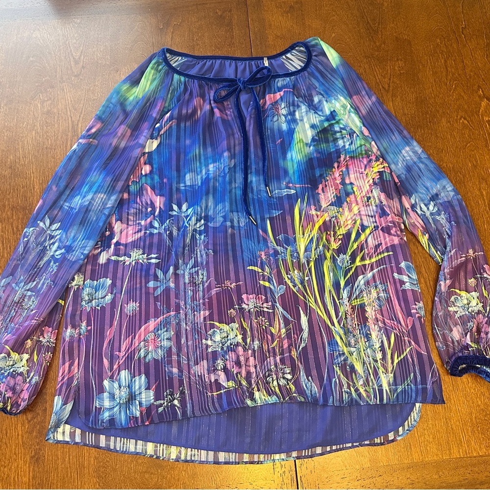 Floral Print Sheer Blouse